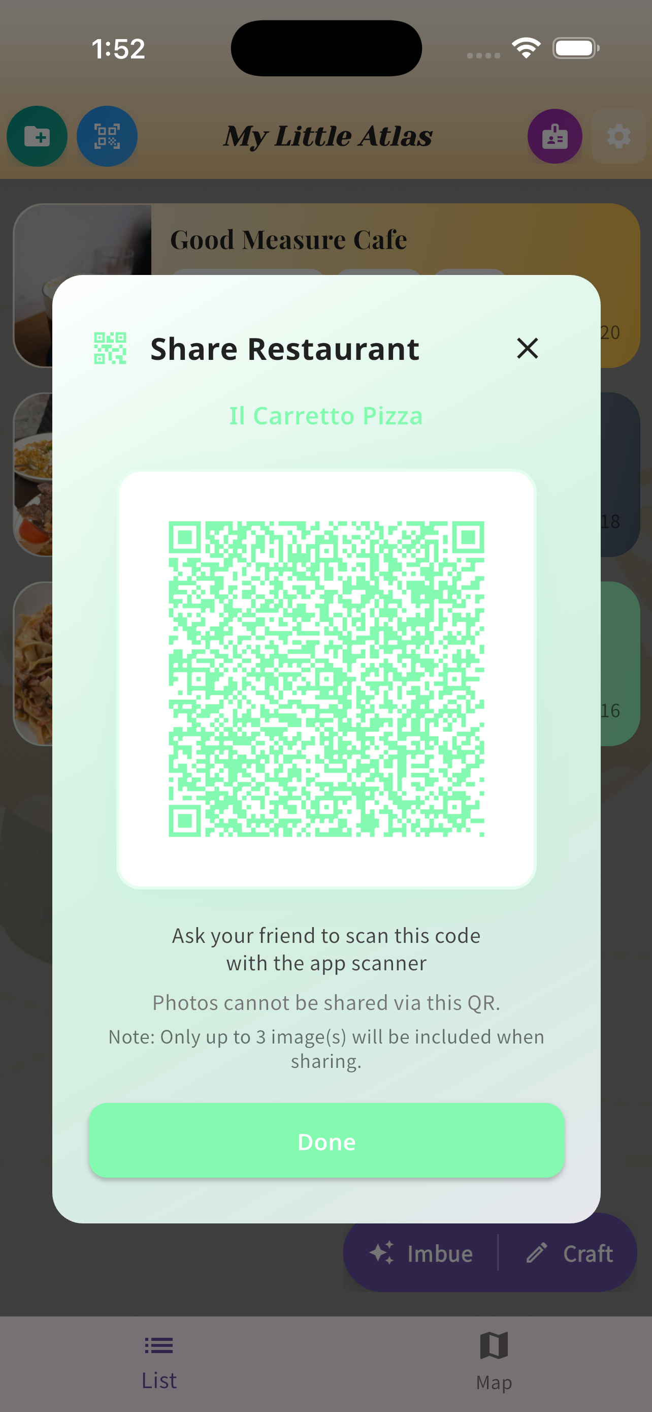 Sharing a MonsterPin list via QR code and story card